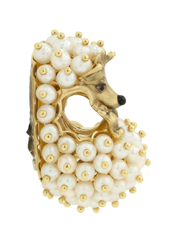 Подвеска из лимонного золота c эмалью и жемчугом